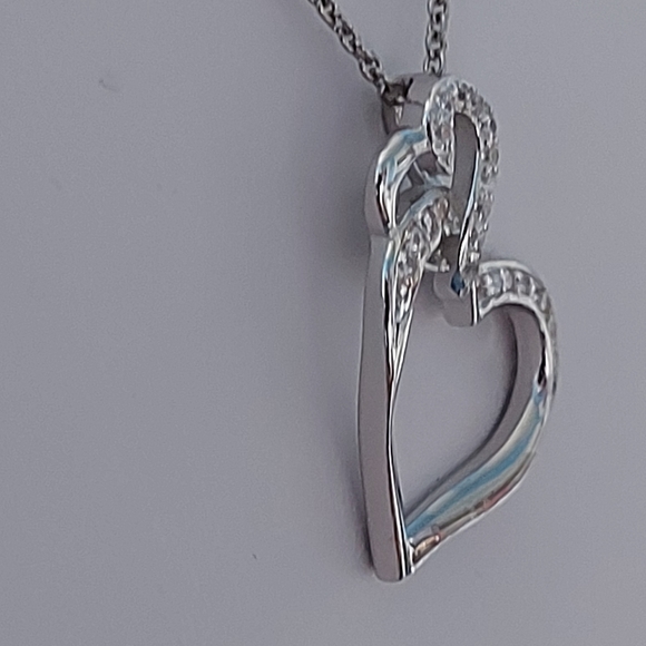 Heart Link Pendant Necklace ,925 Sterling Silver - Picture 3 of 8
